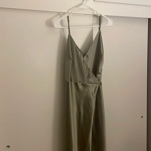Sage Green Satin Long Birdy Grey Dress